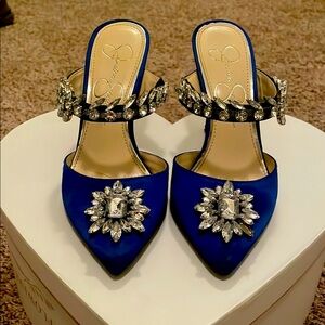 Elegant Blue Embellished Women's Heels